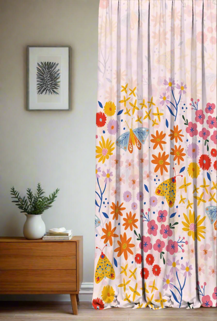Designer Curtain - Blossom Dreams (Floral & Butterfly) Kids Curtain