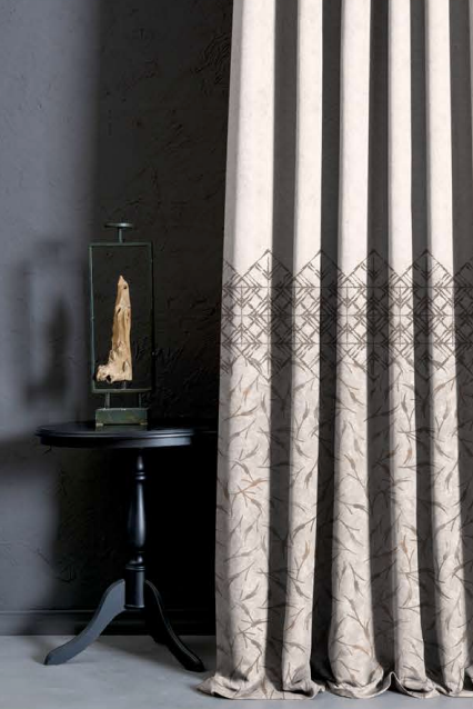 Designer curtains - Geometric Botanical Beige Curtains