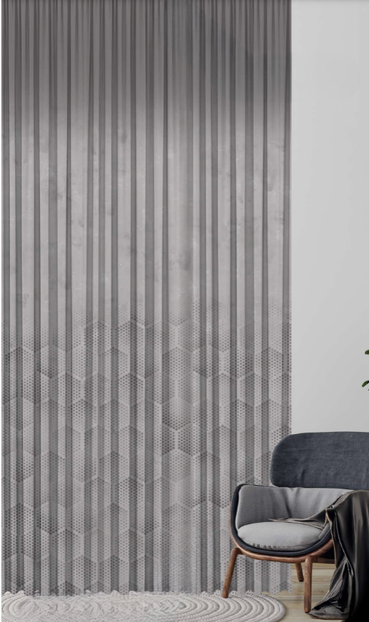 Designer curtains - Sleek Grey Hexagon Ombre Sheer Curtains