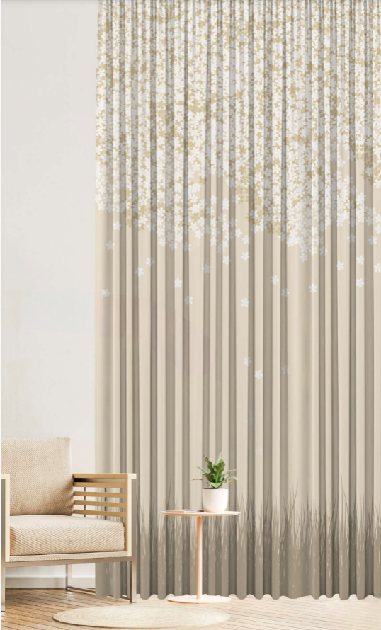 Designer curtains - Beige Blossom Ombre Sheer Curtains