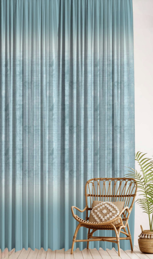 Designer curtains - Soft Blue Ombre Linen-Effect Sheer Curtains