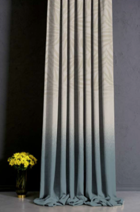 Designer curtains - Modern Leaf Print Sheer Curtain with Black Stripes