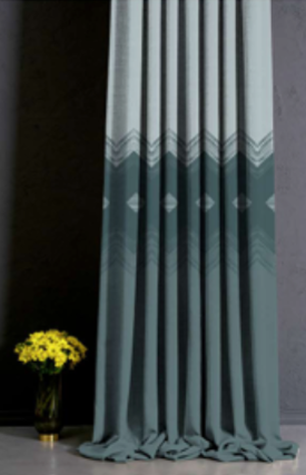 Designer curtains - Modern Teal Curtain with Bold Geometric Accents