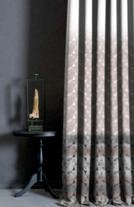Designer curtains - Soft Beige Curtain with Geometric Pattern Accents