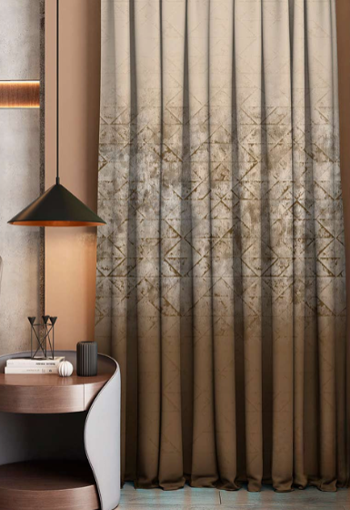 Designer curtains - Elegant Earthy Toned Geometric Pattern Curtains