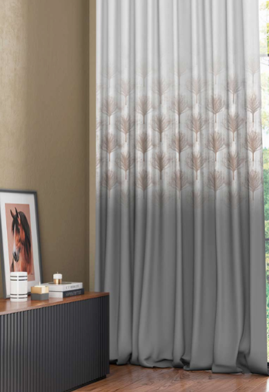 Designer curtains - Ombre Gradient Curtains with Delicate Geometric Leaf Pattern