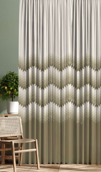 Designer curtains - Zigzag Olive Gradient Sheer Curtains