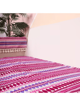 Handwoven Ethnic Stripe Sofa Cover - Mauve Mosaic