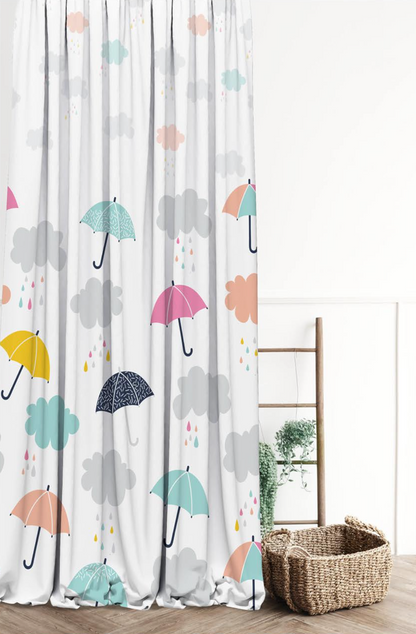 Designer Curtain - Umbrella Dreams (Playful Rainy Day Curtains)