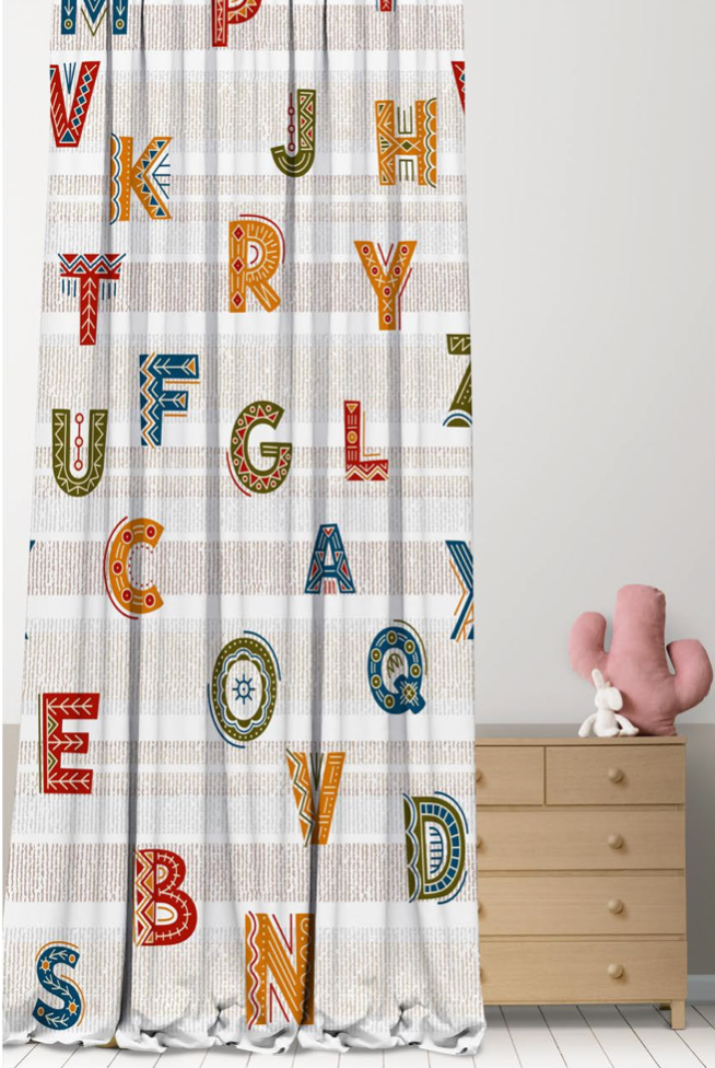 Designer Curtain -Alphabet Adventure (Colourful Learning Curtains for Kids)