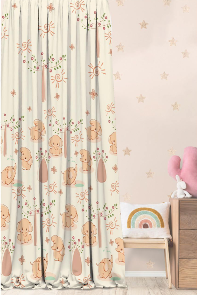 Designer Curtain -Playful Puppy Garden Adventure Curtains