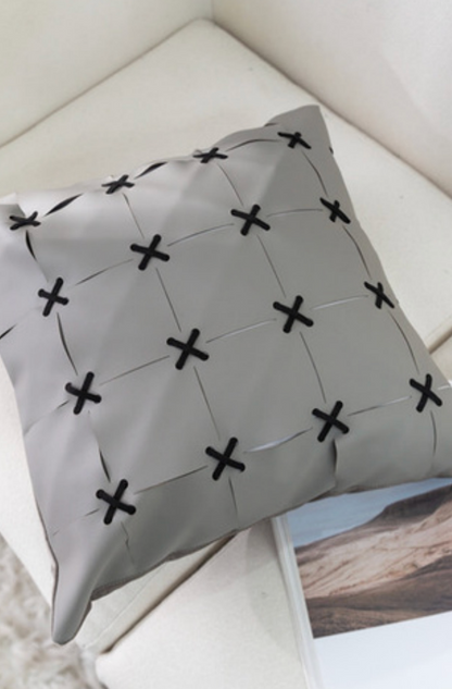 Modern Cross-Stitch Faux Leather Cushions