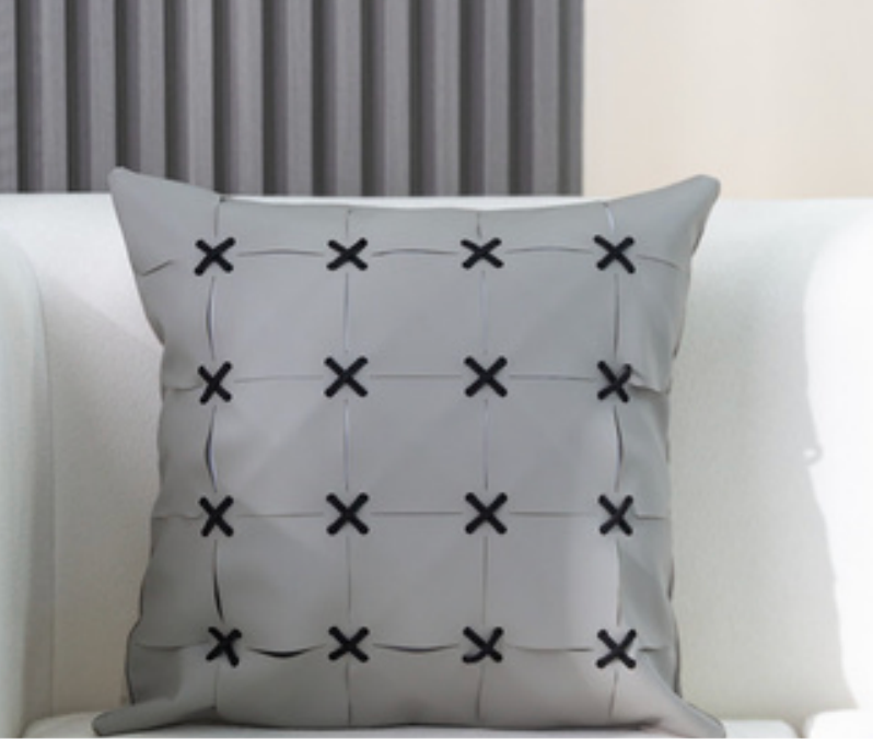 Modern Cross-Stitch Faux Leather Cushions