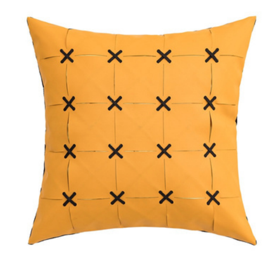 Modern Cross-Stitch Faux Leather Cushions