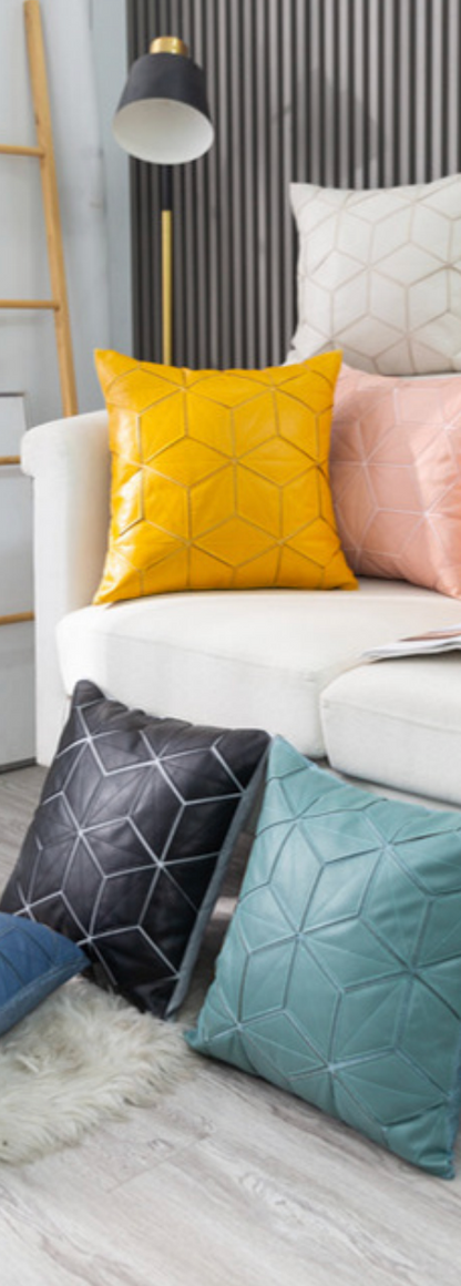 Geometric Pattern Faux Leather Cushions