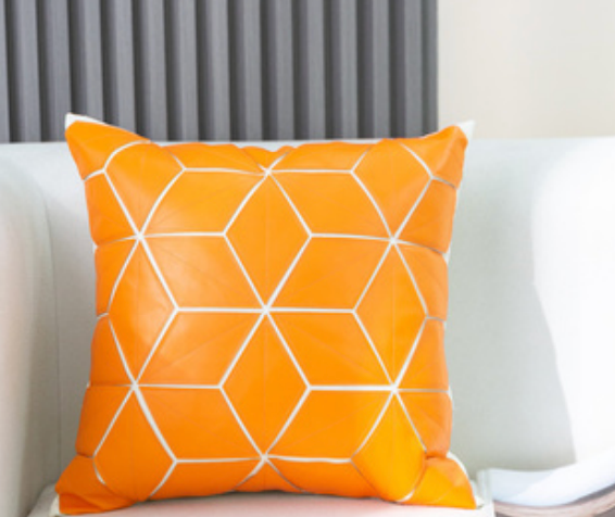 Geometric Pattern Faux Leather Cushions