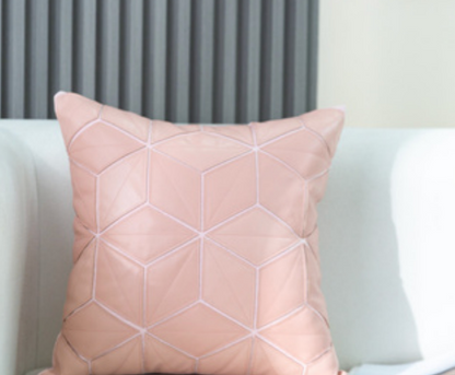 Geometric Pattern Faux Leather Cushions