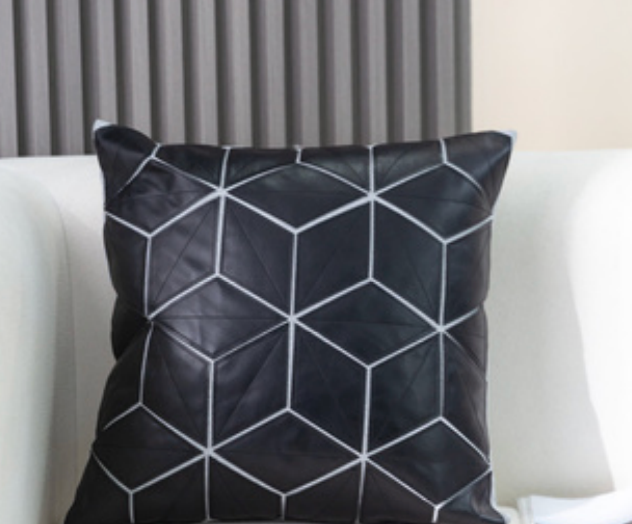 Geometric Pattern Faux Leather Cushions