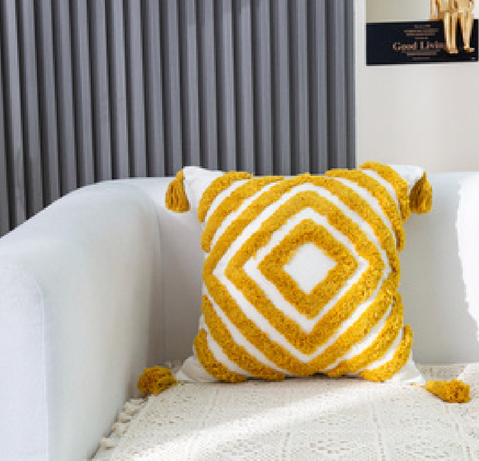 Geometric Diamond Tassel Cushion Collection