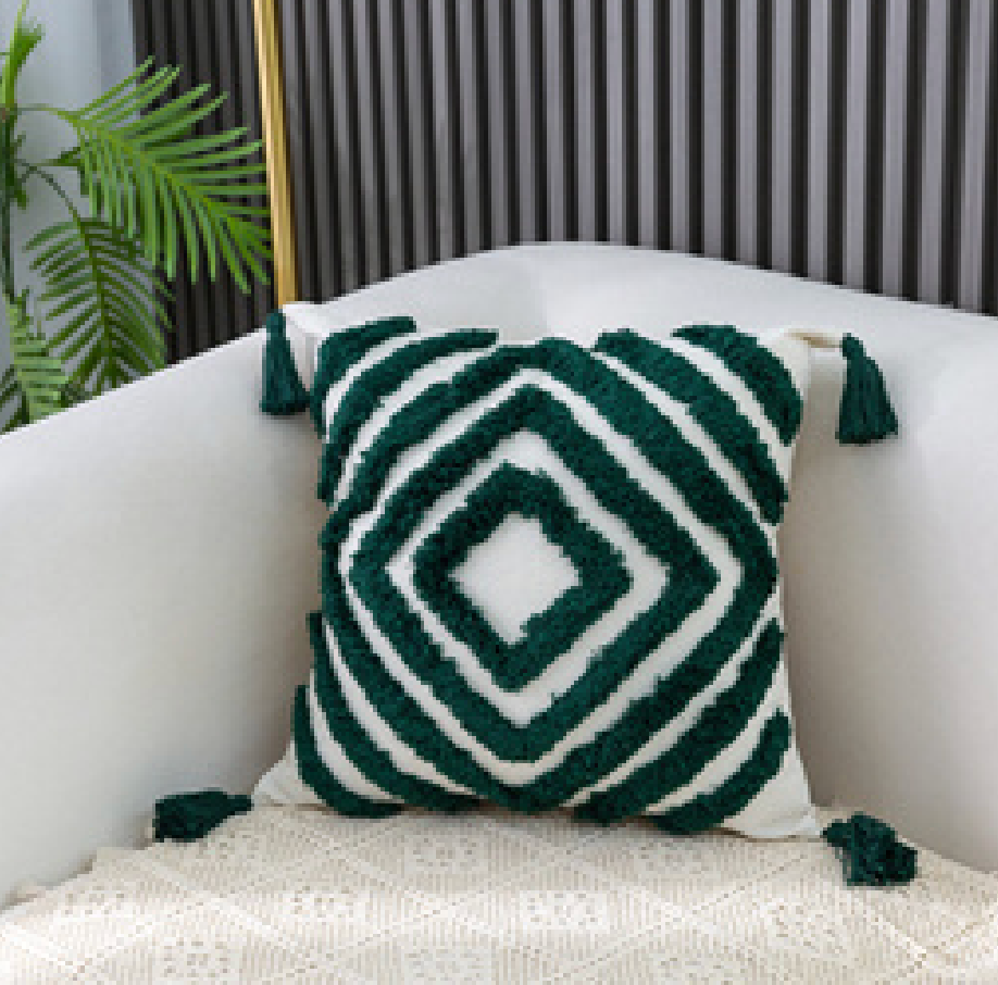 Geometric Diamond Tassel Cushion Collection