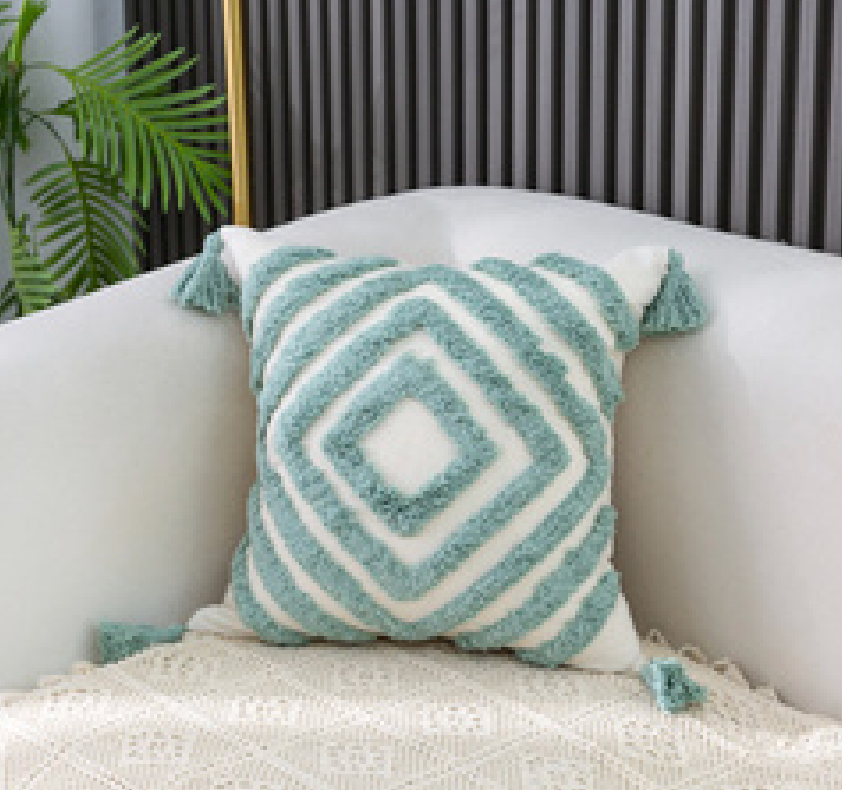 Geometric Diamond Tassel Cushion Collection