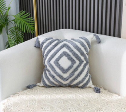 Geometric Diamond Tassel Cushion Collection