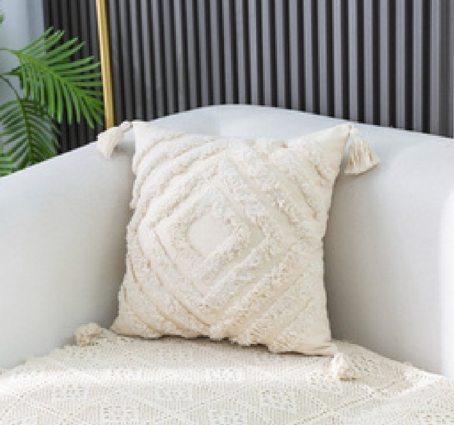 Geometric Diamond Tassel Cushion Collection