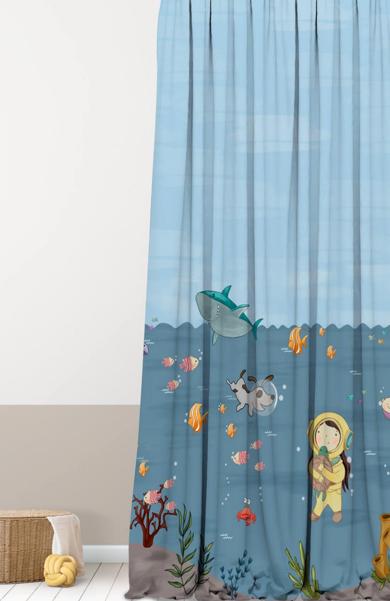 Designer Curtain -Underwater Adventure Kids Curtains (Deep Sea Explorer Theme)