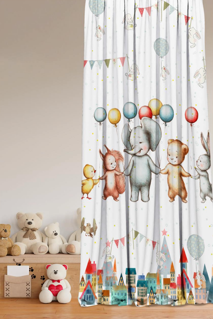 Designer Curtain -Woodland Friends Celebration Kids Curtains