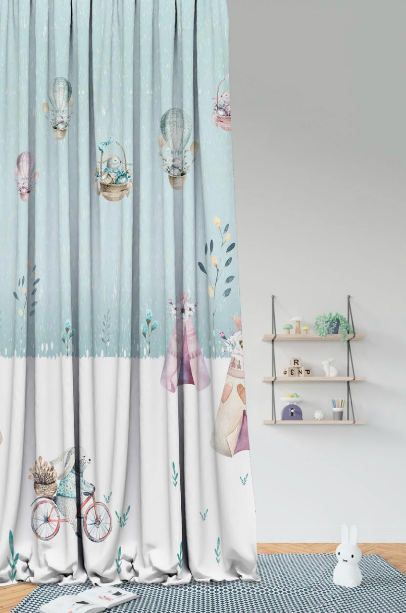 Designer Curtain -Adventure Balloon Journey Kids Curtains