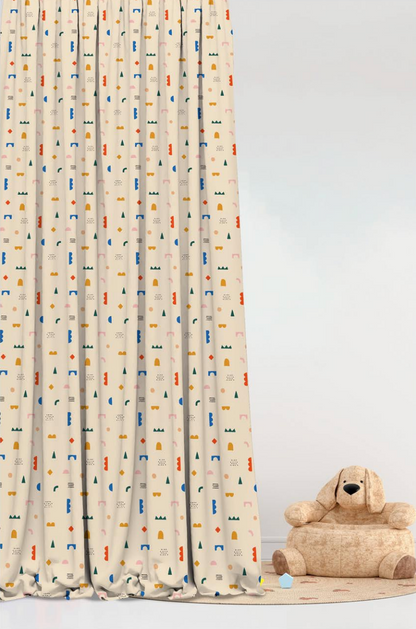 Designer Curtain -Playful Shapes Kids Curtain (Abstract Pattern)