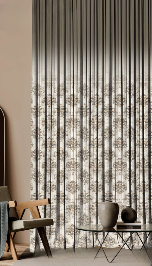 Designer curtains - Classic Damask Pattern Sheer Curtains