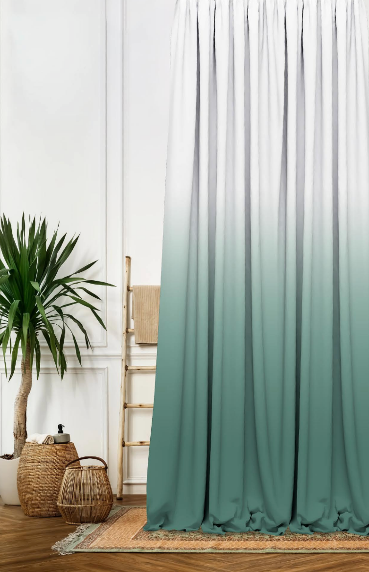 Designer curtains - Tranquil Teal Ombre Sheer Curtains