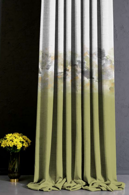 Designer curtains - Abstract Art Inspired Green Ombre Curtains