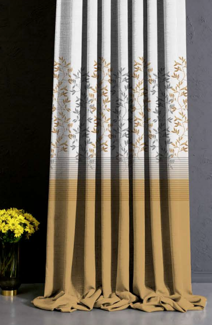 Designer curtains -  Botanical Striped Beige Ombre Curtains