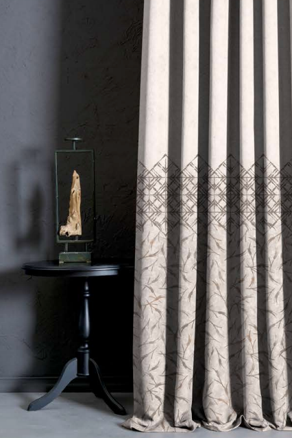 Designer curtains -  Geometric Botanical Beige Curtains