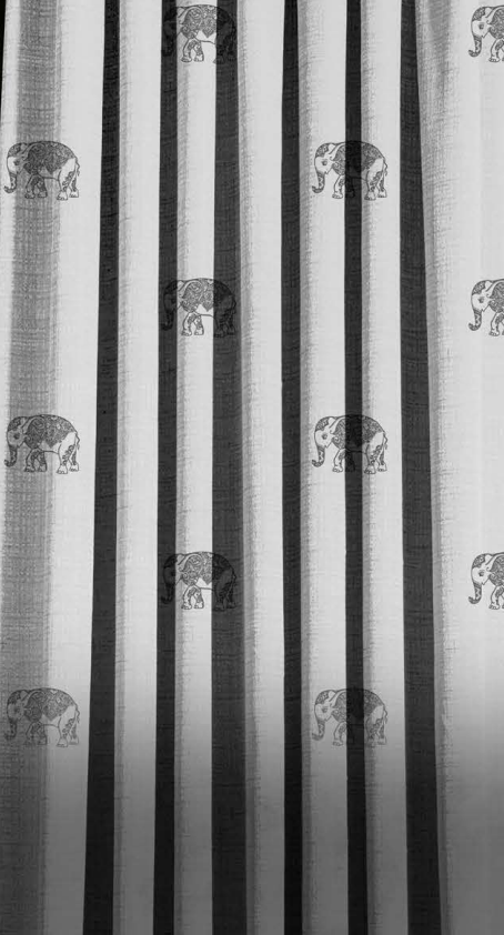 Designer curtains -  Elephant Motif Grey Curtains