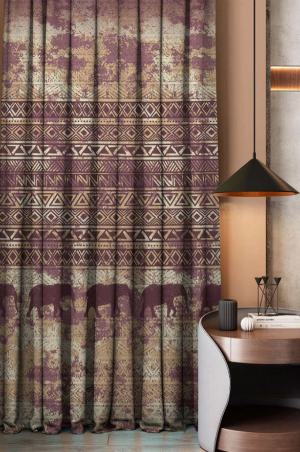 Designer Curtain - Tribal Elephant themed Blackout Curtains