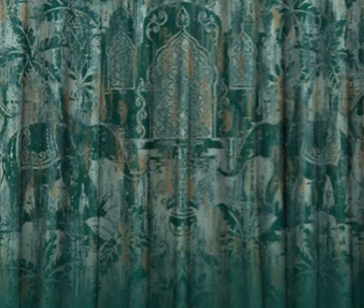 Designer Curtain -  Royal Palace Inspired Green Blackout Curtains