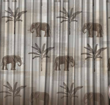 Designer Curtain - Safari Elephant and Palm Tree Curtains