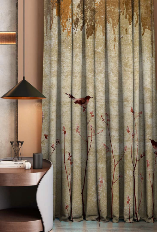 Designer curtains - Rustic Forest Bird Blackout Curtains