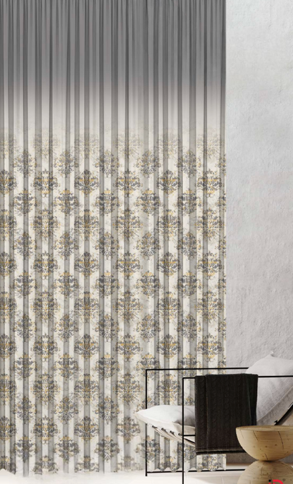 Designer curtains - Sophisticated Grey Ombre Floral Sheer Curtains