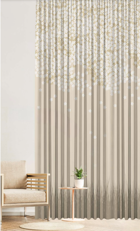 Designer curtains -   Beige Blossom Ombre Sheer Curtains