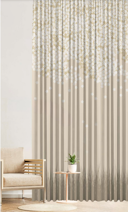 Designer curtains -   Beige Blossom Ombre Sheer Curtains