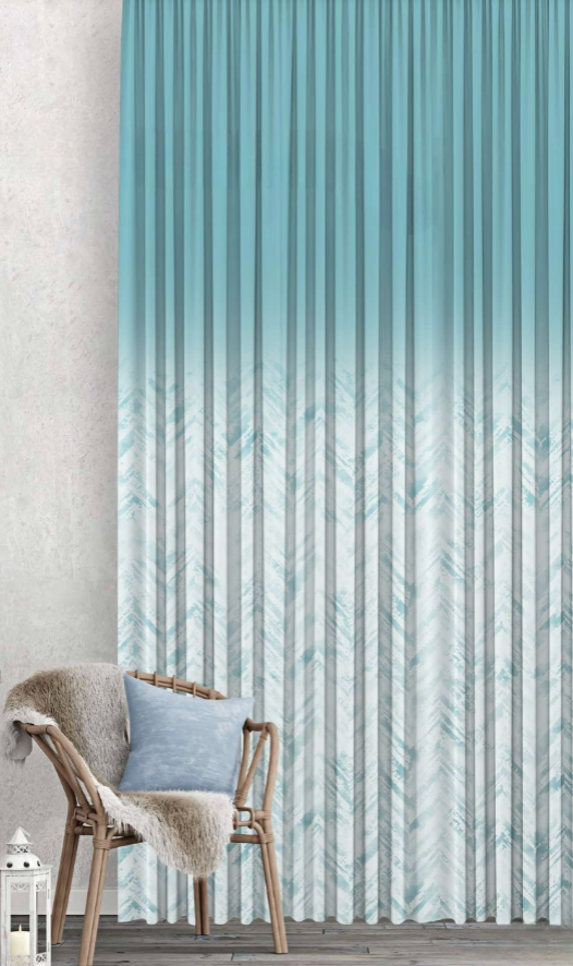 Designer curtains - Cool Blue Chevron Ombre Sheer Curtains