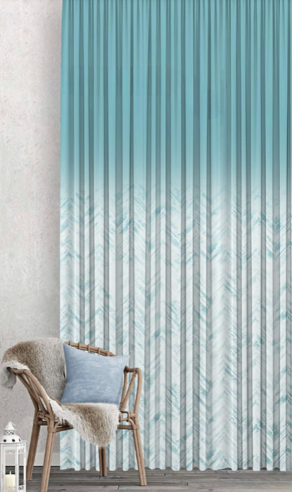 Designer curtains - Cool Blue Chevron Ombre Sheer Curtains