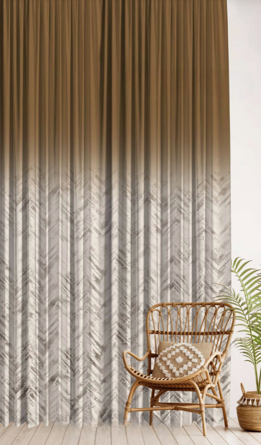 Designer curtains - Earthy Brown Chevron Ombre Sheer Curtains