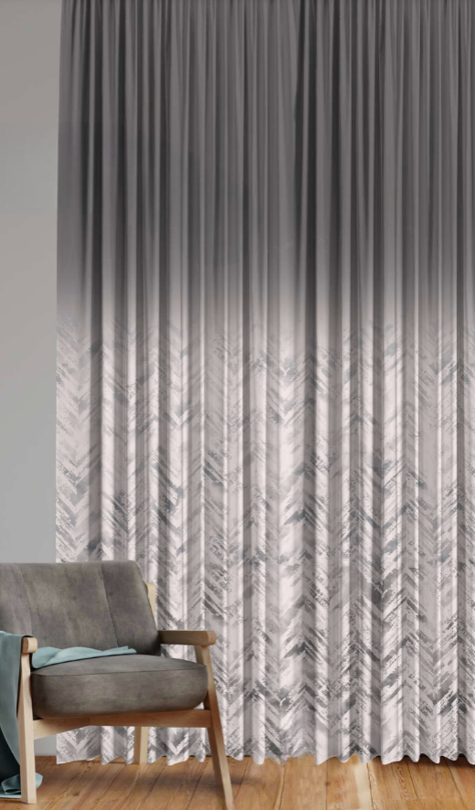 Designer curtains - Charcoal Grey Chevron Ombre Sheer Curtains