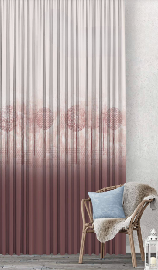 Designer curtains - Warm Rose Geometric Ombre Sheer Curtains