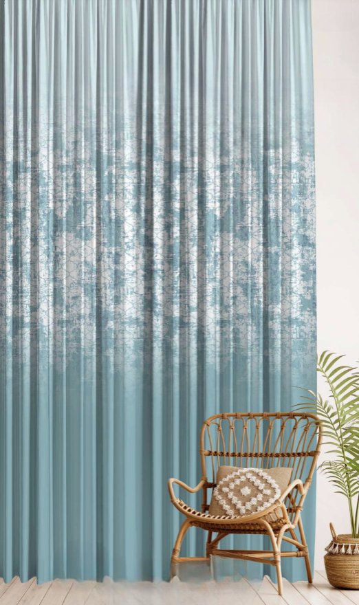 Designer curtains - Serene Blue Vintage Ombre Sheer Curtains